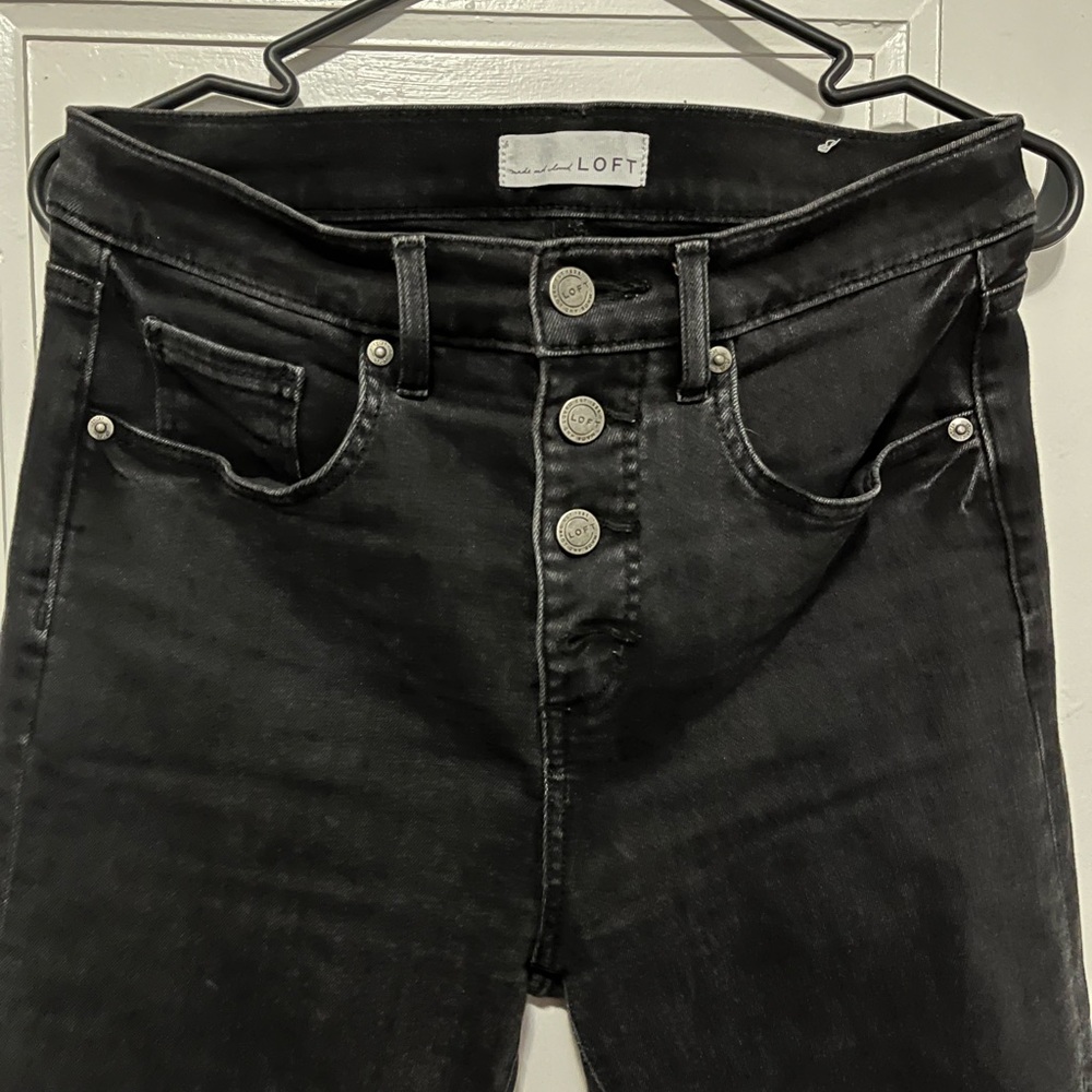 Loft ripped hem skinny jeans black